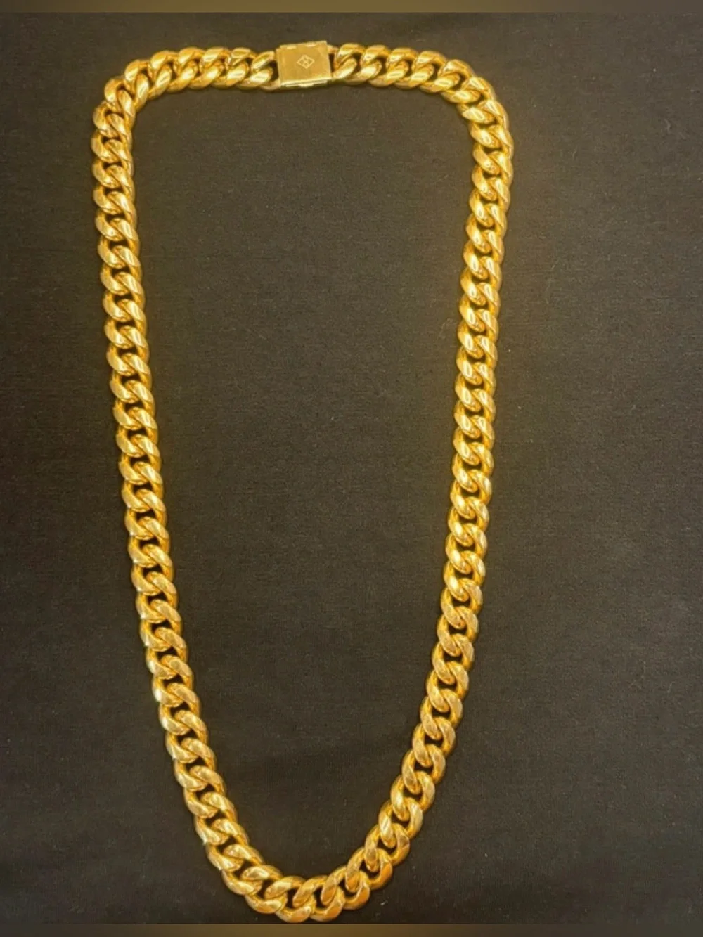 Golden Gilt 12mm Miami Cuban Link Necklace – 24” – 18K Gold Plated 316L Stainles